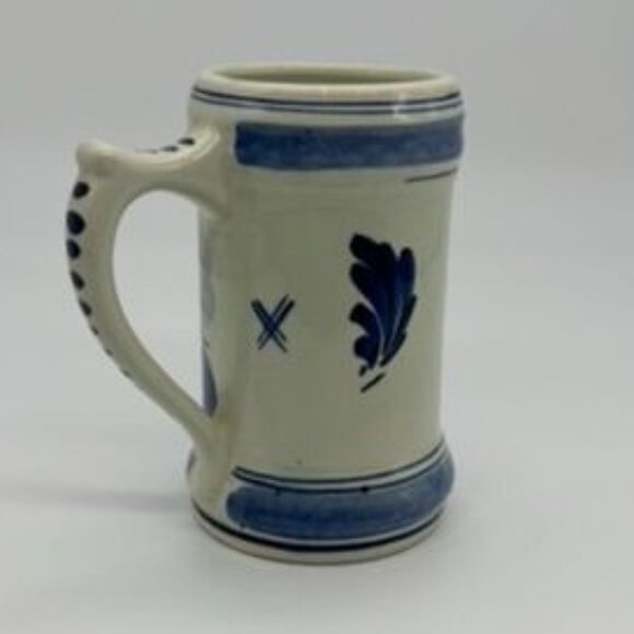 Vintage Delft Blauw Hand Decorated Blue Small Windmill Mug, Holland, Signed 5 in - Picture 4 of 11